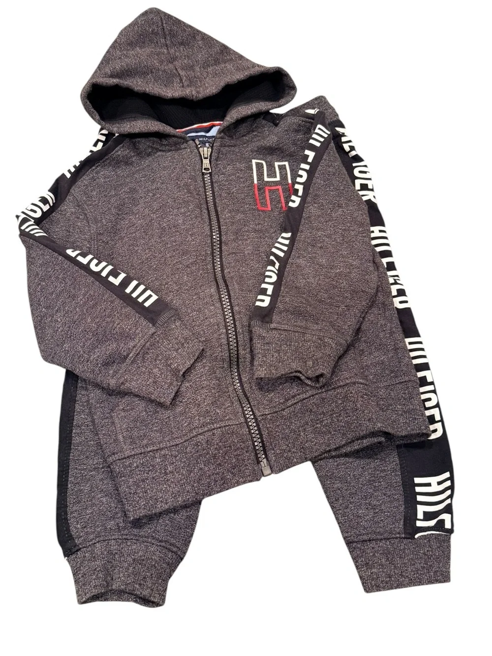 Tommy Hilfiger Boys Hoodie Sweatpants Jogger Set Gray Logo 3T